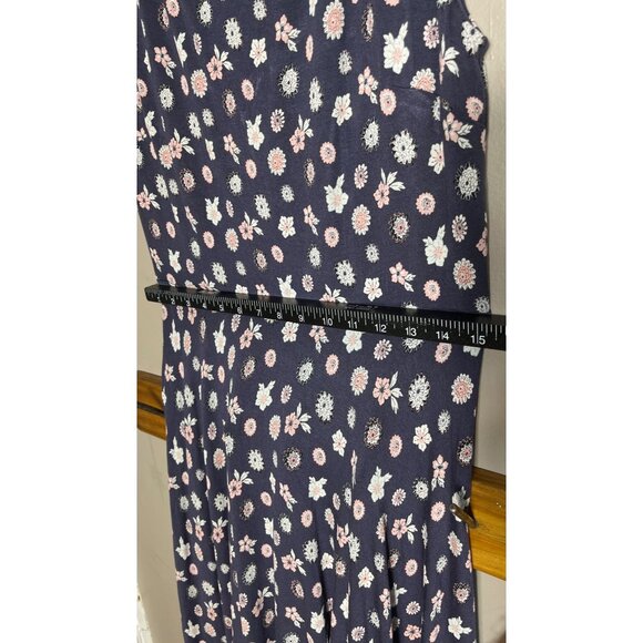 Loft Dress Rayon Knit Grayish Floral Fit & Flare Swingy Midi Comfortable Women M - Picture 7 of 10